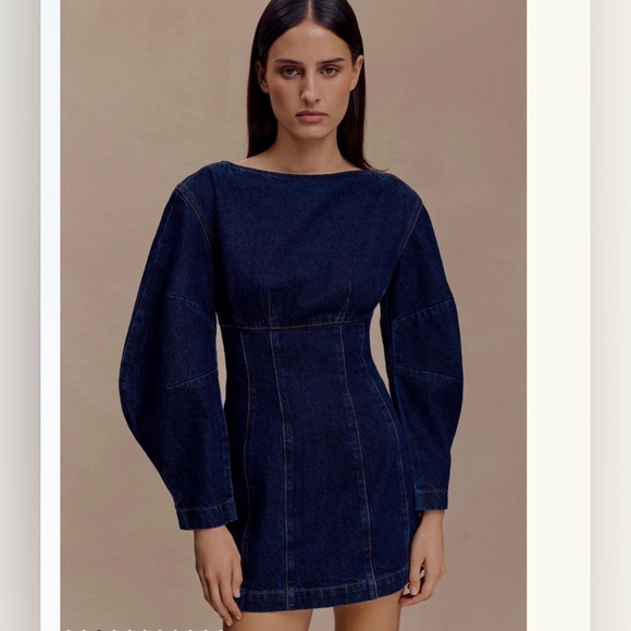 NWT Meshki Cosmala
Denim Long Sleeve Mini Dress - Indigo Blue - Picture 3 of 6